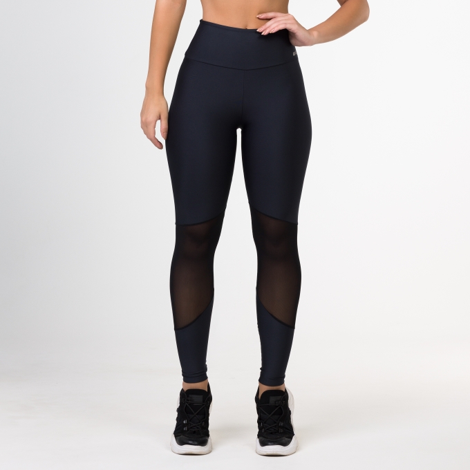 Legging Preta Com Tule Shine